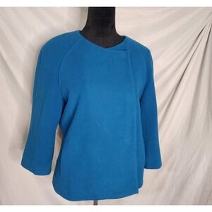 Vtg 90s HARVE' BENARD Size 10 Cashmere Wool Collarless Dbl Breasted Short Coat